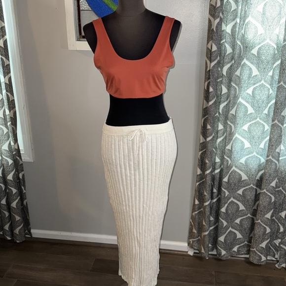 Free People Beach Lightweight Rib Knit Drawstring Skirt SZ Small - Picture 1 of 12